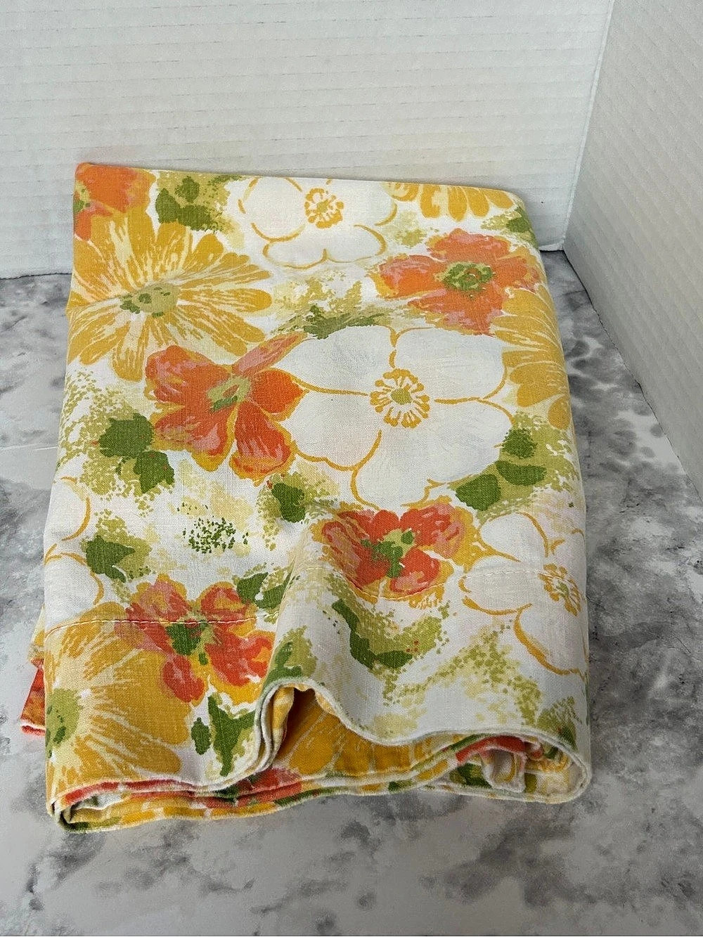 Floral Yellow & Orange Double Top Sheet